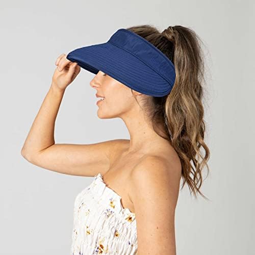 Women Beach Hat Hat Brim Summer Sun Sun Fishing Hat UPF 50+ Proteção Aproveite 2 em 1 Visores embaláveis ​​para camping