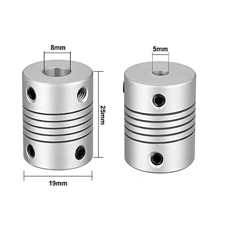 Fushibearing de 5 a 8 mm de acoplamento de eixo de 8 mm de 25 mm de comprimento de 19 mm de diâmetro acoplador de alumínio de alumínio de 19 mm para o codificador de máquina CNC da impressora 3D
