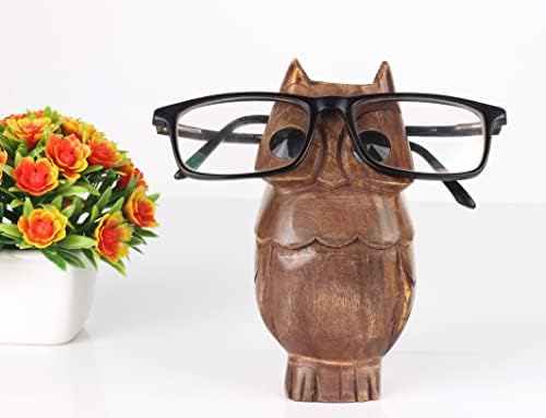 Artesenia Presente do Dia da Mãe Ocula do óculos do óculos de madeira Handmade Owl Display Stand para o escritório da mesa de decoração de casa Presentes