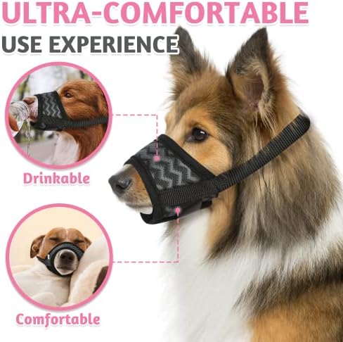 Focinho de cachorro, focinho de cachorro de malha 3D respirável para cães de cachorro Anti -mordores de latidos permite