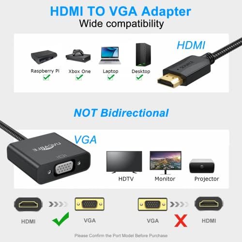 Adaptador de 10-PACK de HDMI para VGA para UV, HDMI para VGA Adaptador Male para Fêmea 1080p para Computador, Desktop, Laptop, PC, Monitor,