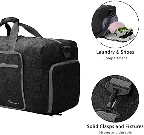 Duffle Duffle para homens - bolsa dobrável de mochila com compartimento de sapatos - bolsas noturnas resistentes à
