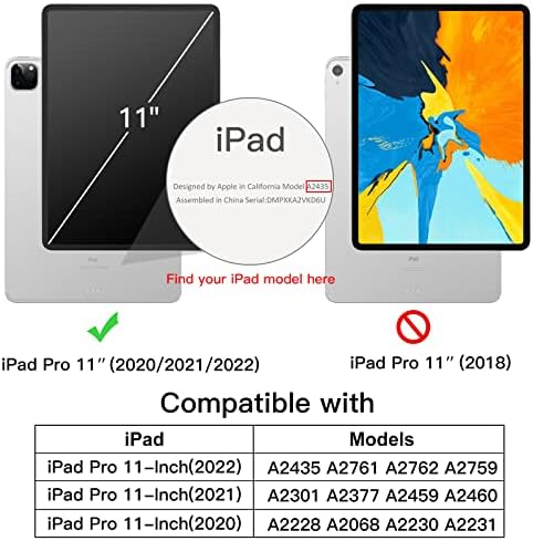 Jetch Case for iPad Pro 11 polegadas, 2022/2021/2020 Modelo, Slim Stand Hard Back Shell Tampa inteligente com acordar/sono