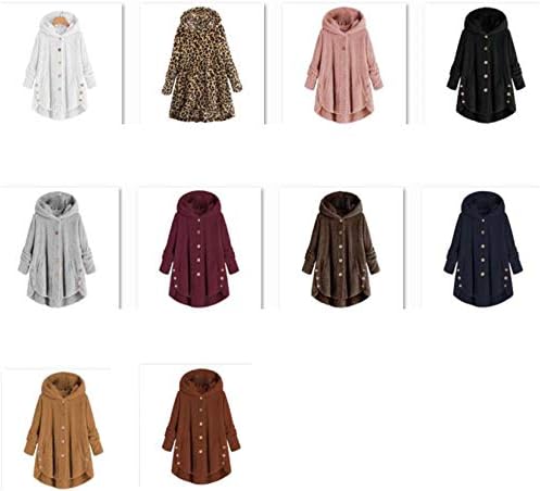 As mulheres Andongnywell cobrem casuais de lã dupla de folha dupla casacos falsos de jaquetas de desligamento de inverno