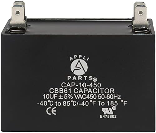 Appli Parts Fan Capacitor 10 MFD UF 450 Vac 4 Conexões terminais compatíveis com qualquer marca dentro da mesma faixa de capacitância