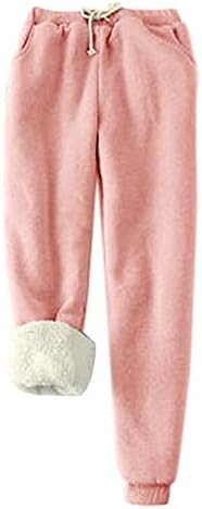 Wocachi Womens Fleece Sweetpants Sherpa Alinhado Winter Warm Athletic Rogger Calças de pelúcia de luxuos