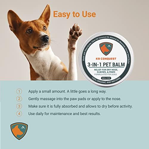 K9 conquista palha de cão bálsamo - focinho natural para cães - o bálsamo de pata é seguro e ideal para a pele seca, rachada