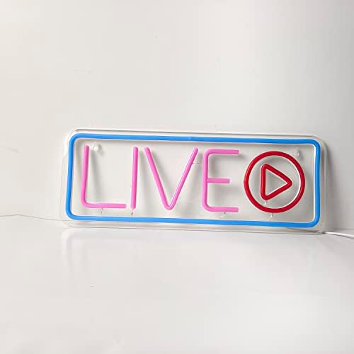 Jiarodey Live Neon Sinais LED ao vivo em luzes de néon air com cabo USB de 5V para streamers/jogadores Cool Live Streaming/Recording