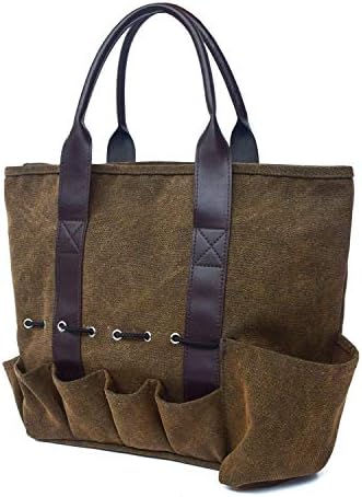 UNISTRENGH LANVAS Tool Bag Bag Pesquisa de Gardening Herb Garden Hand Ferramentas Mão bolsa de armazenamento com 8 bolsos e cabo de