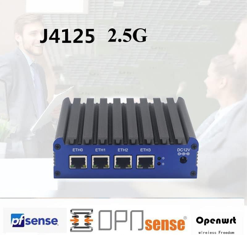 HSIPC New J4125 Quad Core Firewall Micro Appliance, Mini PC, Nano PC, Router PC, 4 RJ45 2.5GBE Port AES Ni compatível