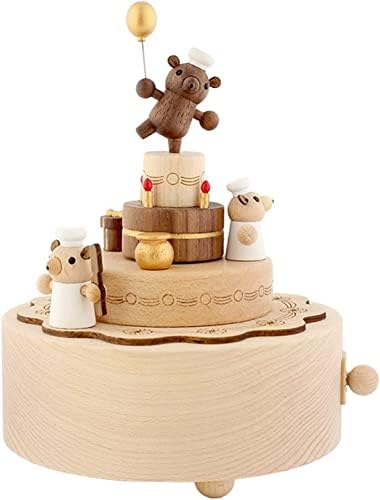 Luvadu Music Box Wooden Creative Roting Music Box Boys Girls Gifts Birthday Music Box Decoração para casa para bebês