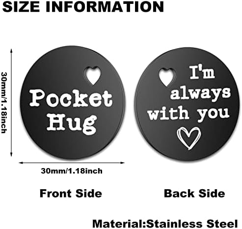 Pocket Hug Token lembrança para amigos da família, Relacionamento de longa distância Presente de amor, aço inoxidável Doubilieds