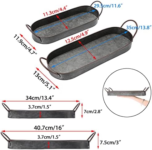 Conjunto de Hipiwe de 2 bandeja de ferro de metal galvanizado com alças a oval para a fazenda bandeja de bandeja