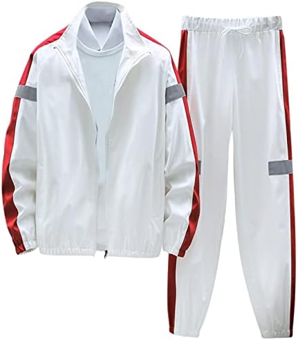 Trajes de treino de beuu para masculino, colorido de retalhos de retalhos listrados com capuz jaquetas capuzes Sortpantes Sports
