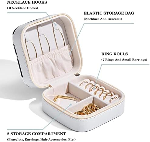 Jevenproeqt Small Travel Jewelry Box for Women Girls, Caso de Jóias de Jóias Vermelhas Pretas Vermelhas para Colar, Brincos