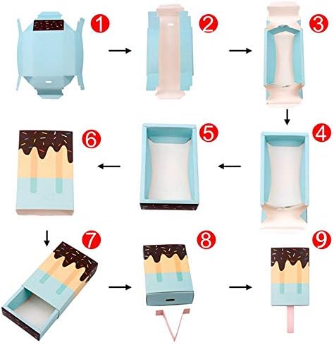 Caixas de presente, caixa de doces, forma de favor da forma de picolé, mini caixa de papel dobrável de doces de desenho