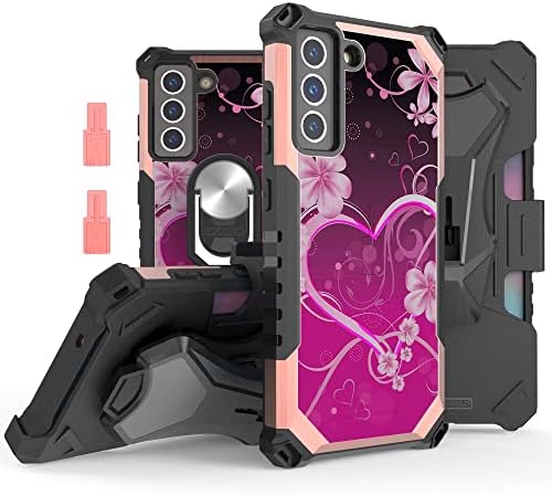 Beyond Cell Tri-Shield Ring Kickstand Phone Case com coldre de cinto compatível com Samsung Galaxy S21 Fe 5g Suporte Montante