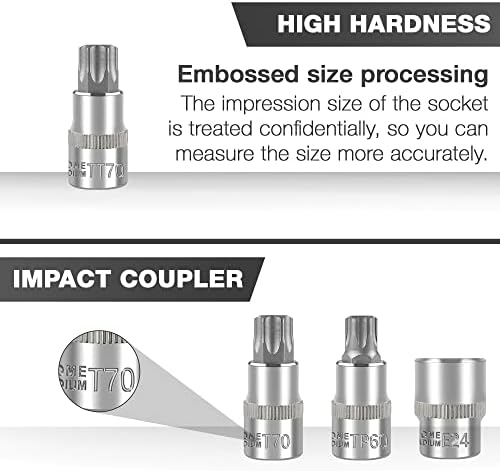 EACELIY 60PCS Master Torx Bit Socket Set, S2 e CR-V Aço, inclui soquete Torx E, soquete de bit Torx, soquete de bit de