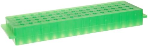 SP BEL-ART PCR reversível e rack de tubo de microcentrífuga; Para 0,2 ml ou 1,5-2,0 ml de tubos, 80 lugares, verde fluorescente