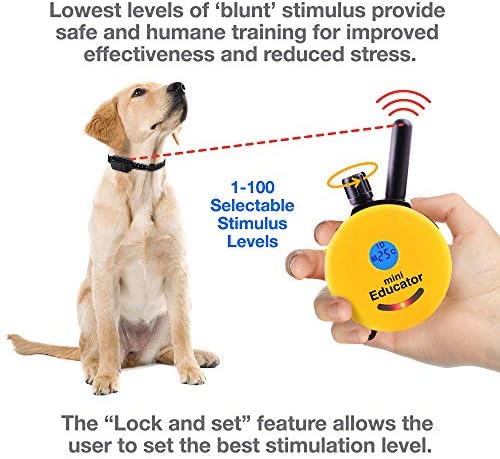 Educador de 1/2 milhas de treinamento de treinamento para cães com dois transmissores remotos, vibração humana segura, estimulação de tom, impermeável, colar de biotano à prova de odor, luz noturna, recarregável, 1 cachorro, amarelo e preto