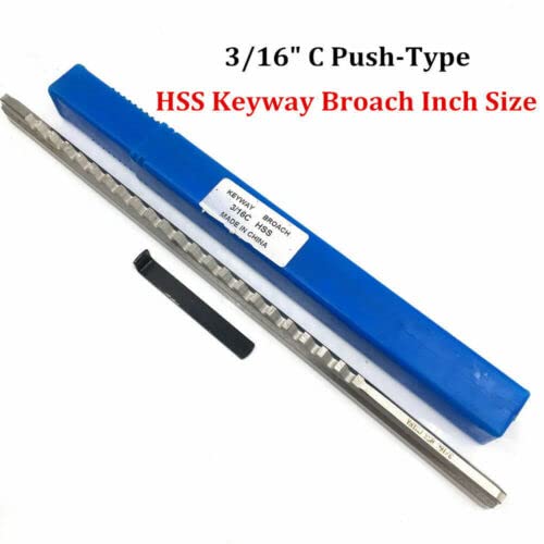 3/16 C Push Type Keyway Broach HSS Cutter CNC Metalworking Tool 3/16 polegadas