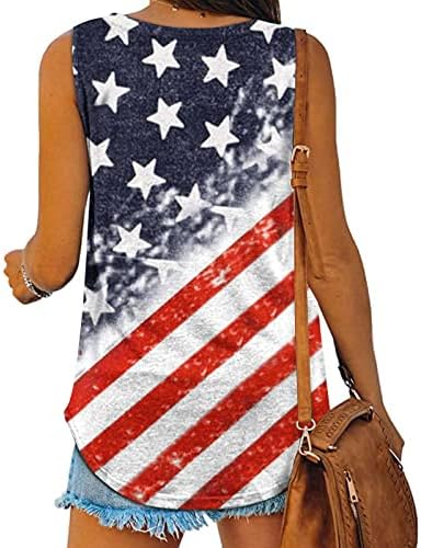 LMDUDAN Independência do dia do dia sem mangas tops femininos 4 de julho V Neck Camisole colete American Flag Impresso Tees Flowy