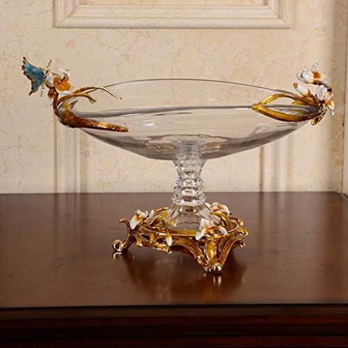 MJWDP Glass de cristal de cristal de esmalte sino-americano bandeja de frutas seca na bandeja de frutas Luz de casas criativas decoração de casamento criativo