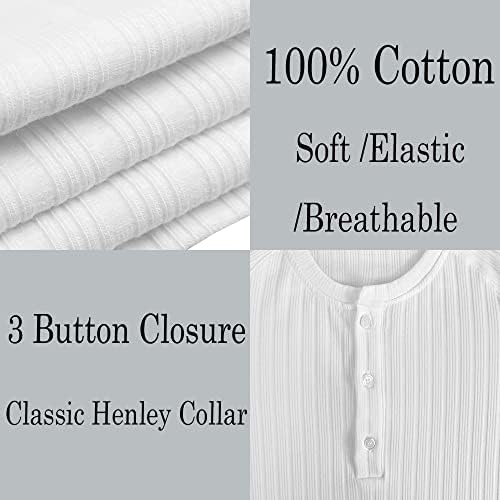 Camisas de algodão Henley, de algodão da agilelin
