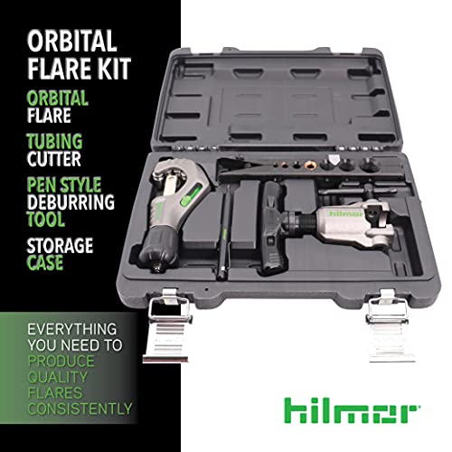 Kit de flare orbital Hilmor com cortador de tubos de 1⁄8 - 1-3⁄8, ferramenta de debutro e armazenamento de estilo de caneta,