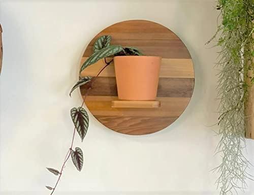 Prateleira de planta de parede flutuante 12 redonda | prateleiras flutuantes de madeira | prateleira de parede de madeira recuperada