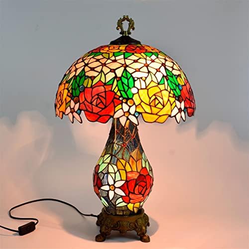 Tiffany Style manchado lâmpada de mesa de vidro 40 cm de manchado lâmpada de mesa de tabela hotel bar villa lobby vaso lâmpada de mesa vintage rosa lâmpada lâmpada de cabeceira de cabeceira