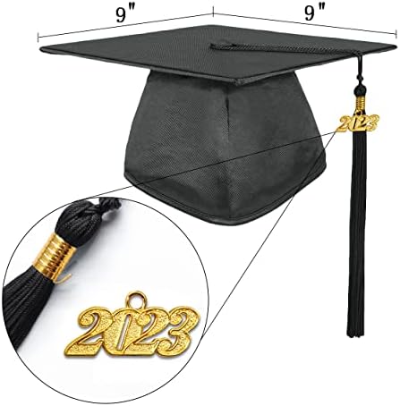 Gradplaza Shiny Graduation Cap e GOWN2023 2022 Vestido de graduação em borla 2023 2022 para o ensino médio e ensino médio