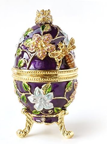 Aprópicos pintados de estilo vintage de estilo e flores faberge com esmalte rico e shirlling shinestones jóias bowets box box