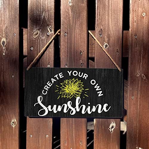 Sunflower Sunshine sinal de presente Farmhouse Crie seu próprio sol de madeira pendurada placa placa decoração de arte