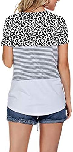 BMISEGM Women's Stripes Manga curta Blusa solta Tops de verão camiseta