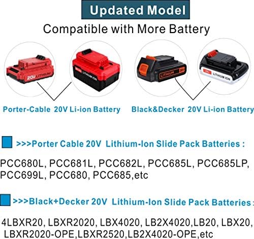 Lalafo atualizada compensação porter-Cable PCC692L 20V Carregador de bateria de íons de lítio Max, também para All Black
