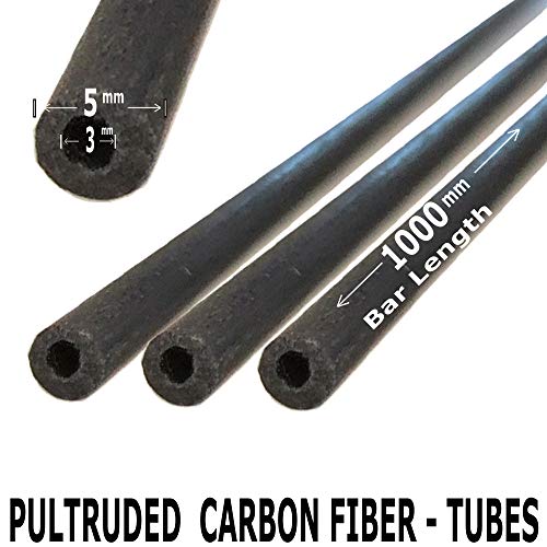 Karbxon - tubo de fibra de carbono - 5mm x 3mm x 1000mm - hastes de fibra de carbono oco redondo pultrudadas acabamento