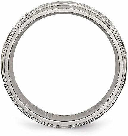 Titanium de cinzel 7mm de borda ranhurada martelada e polida Tamanho da aliança 7.5