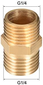 Uxcell Brass Masculino para Macho de cachimbo reto Faixa G1/4 x G1/4 Conector de rosca masculina 6pcs