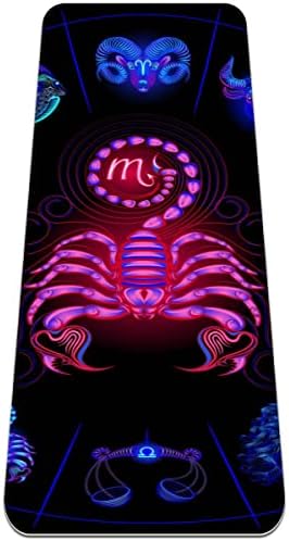 Círculo de neon Horoscope Zodiac Astrologia Sinais de escorpio Yoga Mat Treino Mens yoga tapete de piso grosso não deslizante tapetes de exercício Grip Pilates Gyms ioga tapetes para mulheres 72 ”x 24”