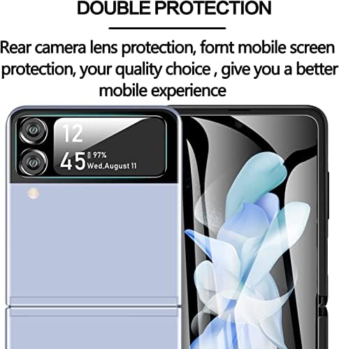 Eleybteh [2 + 2 pacote para Samsung Galaxy Z Flip 4 5G EPU interno Protetor de tela + lente de câmera Vidro temperado do protetor externo,