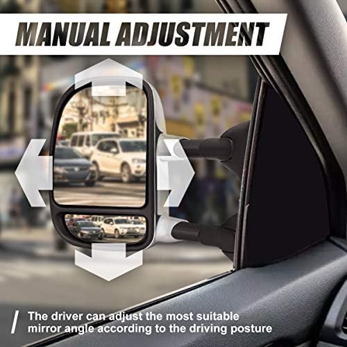 Motorista e passageiro Vista traseira Mirror de reboque - Telescópio manual | Ajuste manual | Amber LED Turn Signal - Compatível