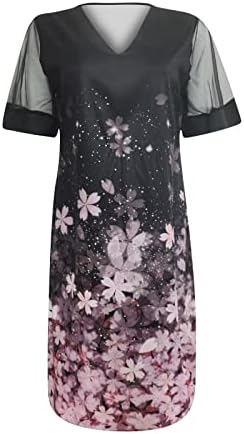 Vestidos de primavera nokmopo para mulheres 2023 Summer formal Casual solto solto de gola em V Mini vestido de manga