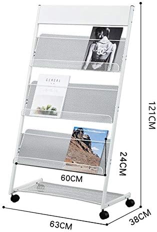 Revista rack portátil, rack de jornal de 4 andares, prateleira de 24 10 , prateleira de metal elegante para design
