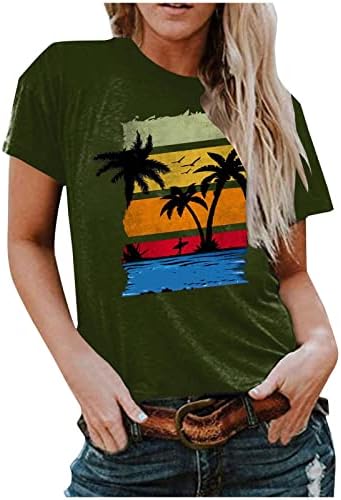 Blusas de manga curta para feminino outono barco de verão gráfico de pescoço praia sexy havaiano blusas tropicais senhoras