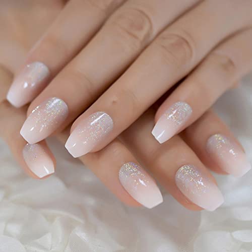 Hjkogh 24pcs unhas falsas khaki nude marble padrão prensa artificial em dicas de unhas falsas para o escritório em