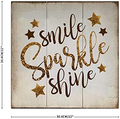 Wood Sinais de parede de parede decoração de parede Smile Spirlle Shine Sinais para a sala de estar Cozinha Batheroom Bedroom Escola de escritório 12x12inch