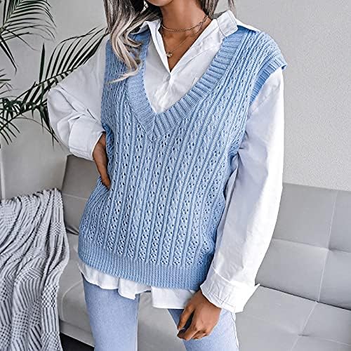 Suéteres de queda de nokmopo para mulheres colegas de colégio casual coletor de malha solta moda de gola em V