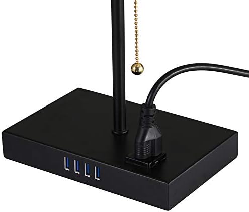 Lâmpada de mesa de cabeceira USB com 4 portas de carregamento USB, lâmpada de mesa de cabeceira, base estável espetada, corrente