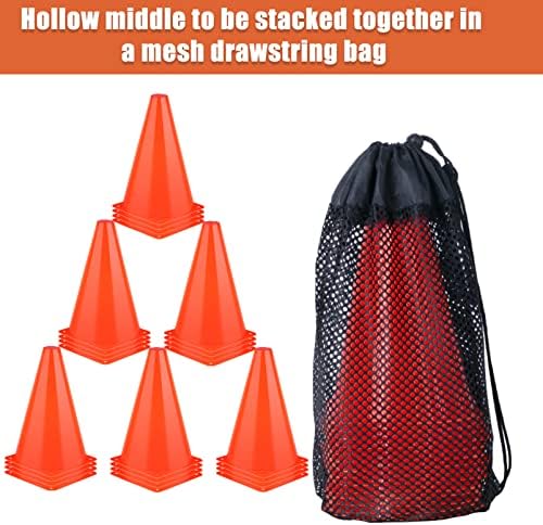 7 polegadas Cones Sports, 24 Pack Cone Orange Soccer Cones Agilidade Marcador de campo Plástico Treinamento de trânsito Cones